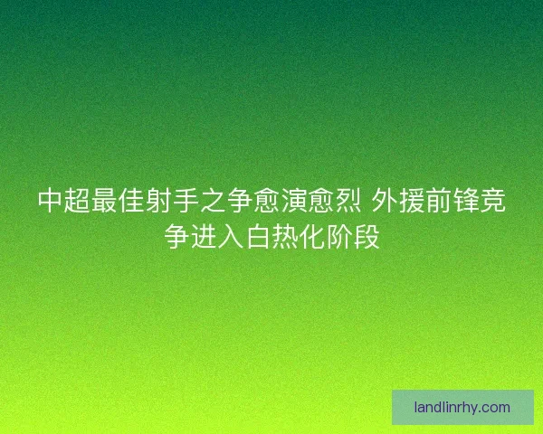 中超最佳射手之争愈演愈烈 外援前锋竞争进入白热化阶段
