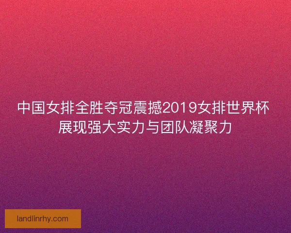 中国女排全胜夺冠震撼2019女排世界杯 展现强大实力与团队凝聚力 中国女排全胜夺冠震撼2019女排世界杯 展现强大实力与团队凝聚力