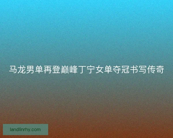 马龙男单再登巅峰丁宁女单夺冠书写传奇 马龙男单再登巅峰丁宁女单夺冠书写传奇